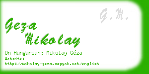 geza mikolay business card